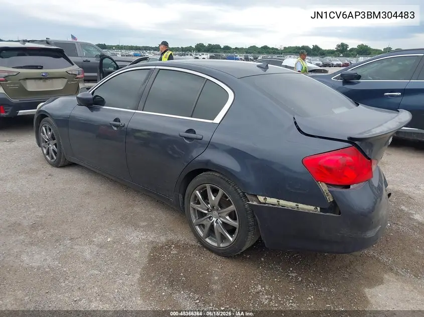 2011 Infiniti G37 Journey VIN: JN1CV6AP3BM304483 Lot: 45366364