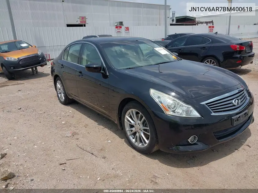 2011 Infiniti G37X VIN: JN1CV6AR7BM400618 Lot: 45460994