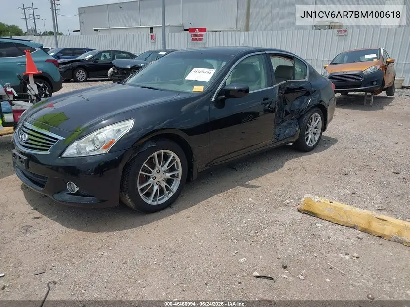 2011 Infiniti G37X VIN: JN1CV6AR7BM400618 Lot: 45460994