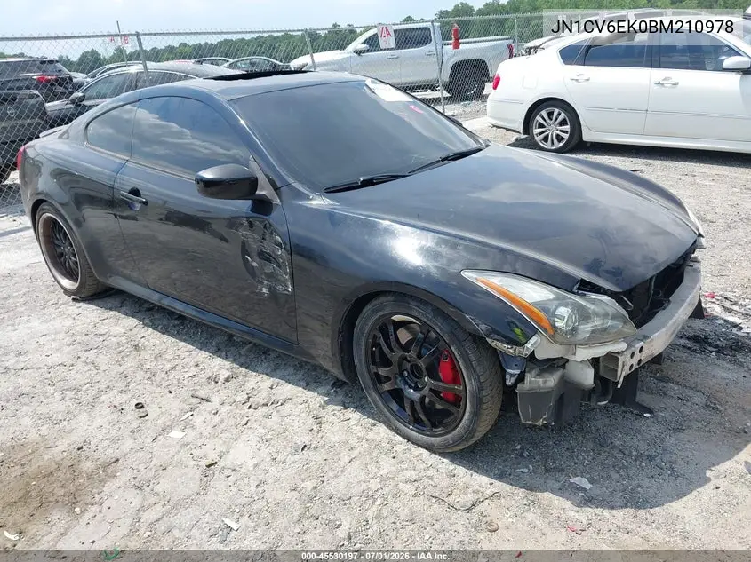2011 Infiniti G37 Journey VIN: JN1CV6EK0BM210978 Lot: 45530197
