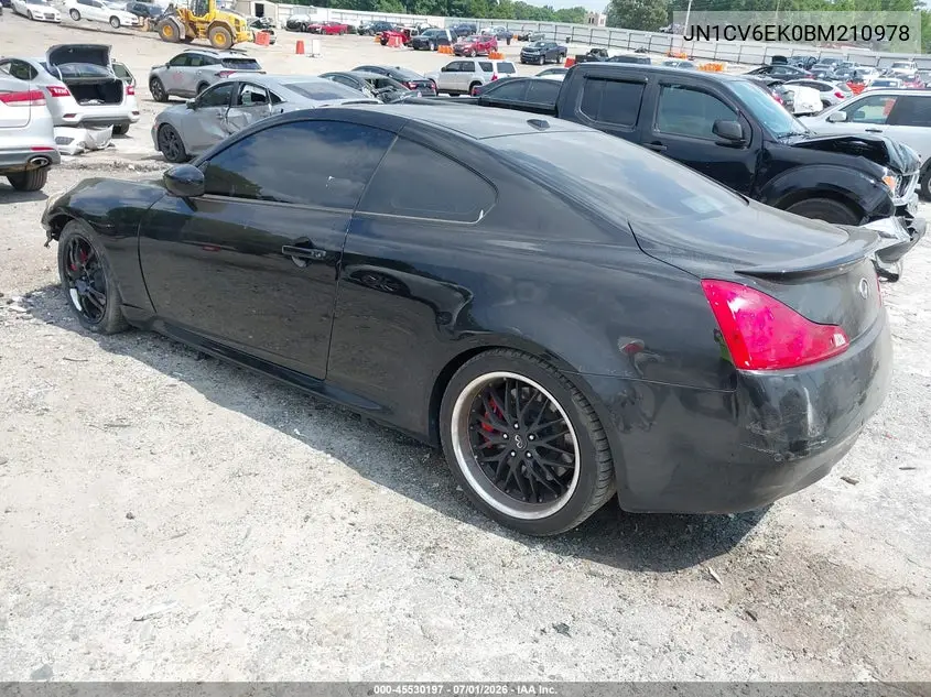 2011 Infiniti G37 Journey VIN: JN1CV6EK0BM210978 Lot: 45530197