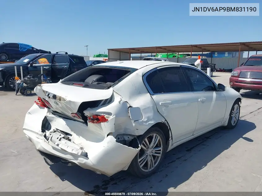 2011 Infiniti G25 Journey VIN: JN1DV6AP9BM831190 Lot: 45585679