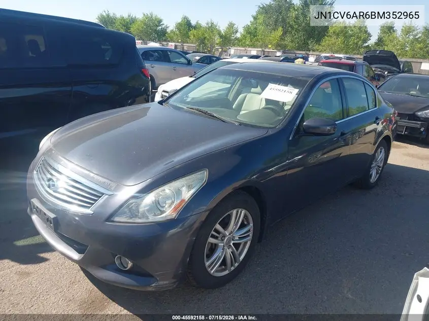 2011 Infiniti G37X VIN: JN1CV6AR6BM352965 Lot: 45592158