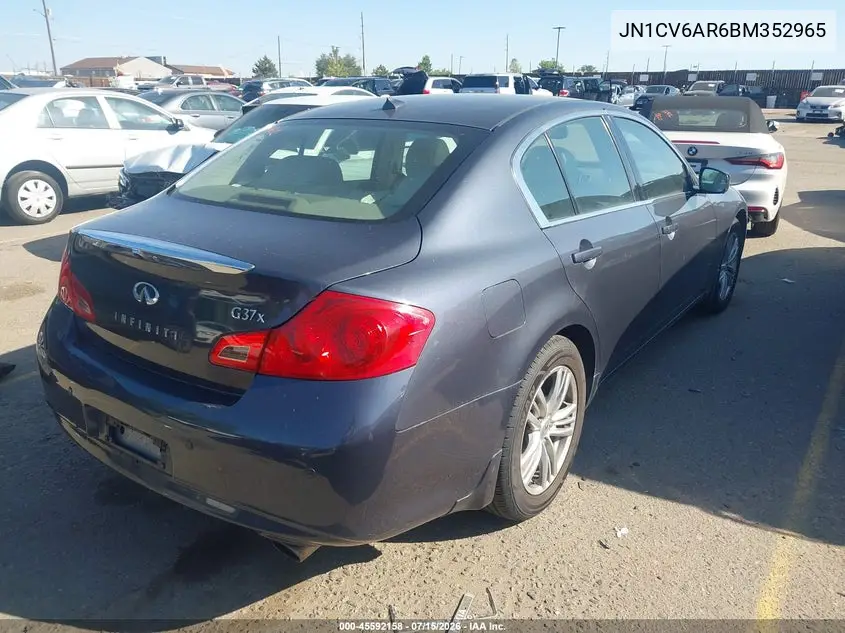 2011 Infiniti G37X VIN: JN1CV6AR6BM352965 Lot: 45592158