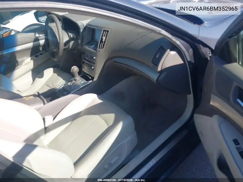 2011 Infiniti G37X VIN: JN1CV6AR6BM352965 Lot: 45592158