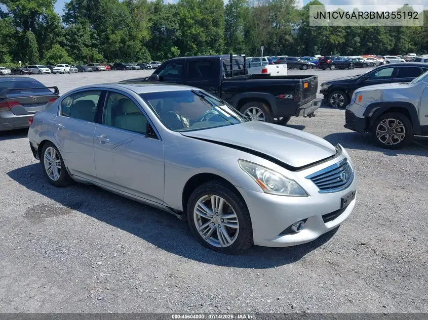 2011 Infiniti G37X VIN: JN1CV6AR3BM355192 Lot: 45604000