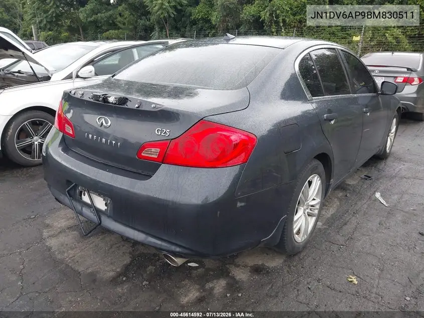 2011 Infiniti G25 Journey VIN: JN1DV6AP9BM830511 Lot: 45614592
