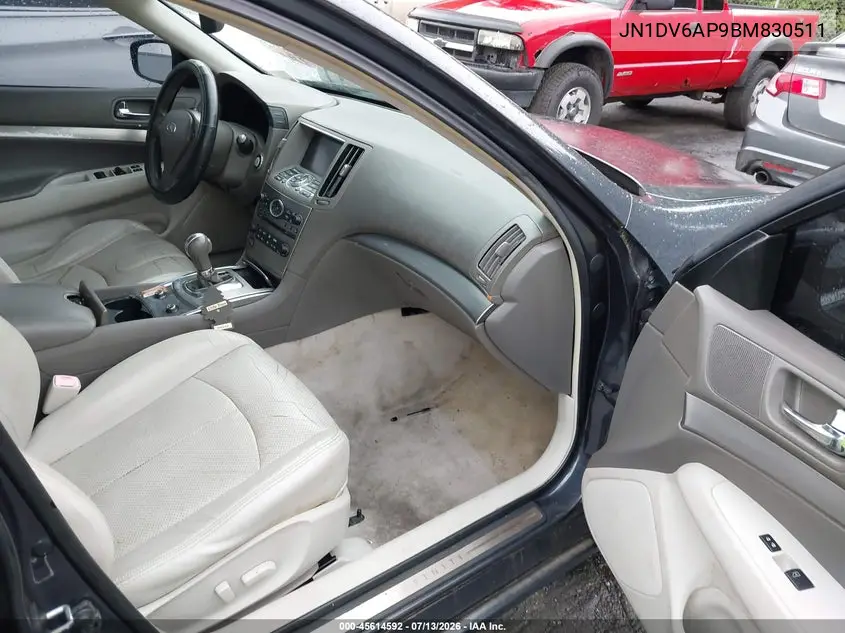 2011 Infiniti G25 Journey VIN: JN1DV6AP9BM830511 Lot: 45614592