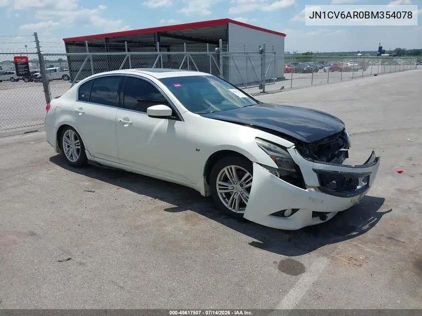 2011 Infiniti G37X VIN: JN1CV6AR0BM354078 Lot: 45617507