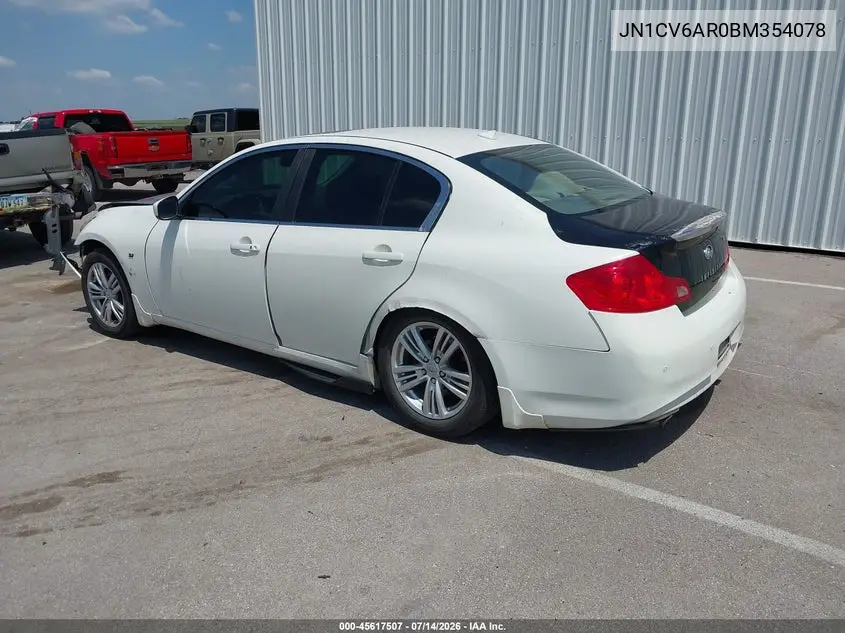 2011 Infiniti G37X VIN: JN1CV6AR0BM354078 Lot: 45617507