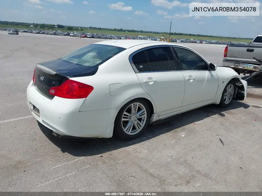 2011 Infiniti G37X VIN: JN1CV6AR0BM354078 Lot: 45617507