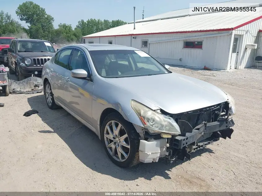 2011 Infiniti G37X VIN: JN1CV6AR2BM355345 Lot: 45619343