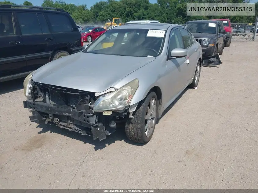 2011 Infiniti G37X VIN: JN1CV6AR2BM355345 Lot: 45619343