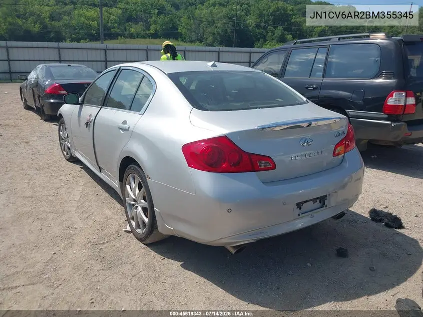 2011 Infiniti G37X VIN: JN1CV6AR2BM355345 Lot: 45619343