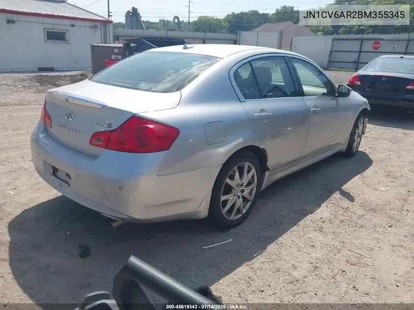 2011 Infiniti G37X VIN: JN1CV6AR2BM355345 Lot: 45619343