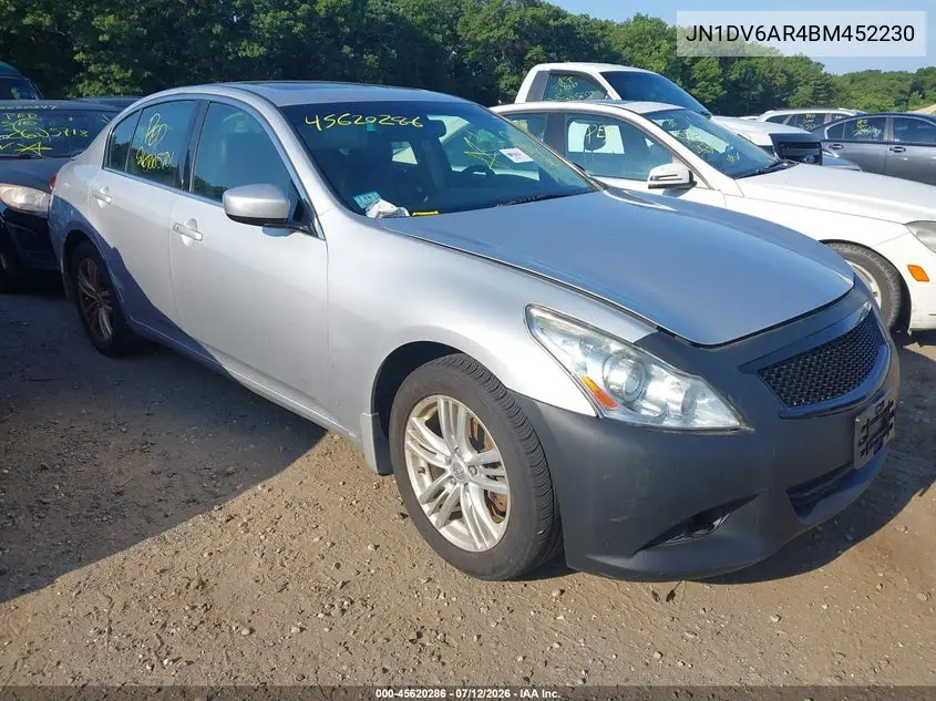 2011 Infiniti G25X VIN: JN1DV6AR4BM452230 Lot: 45620286