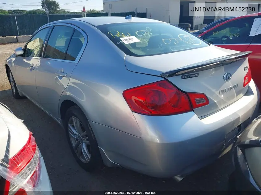 2011 Infiniti G25X VIN: JN1DV6AR4BM452230 Lot: 45620286