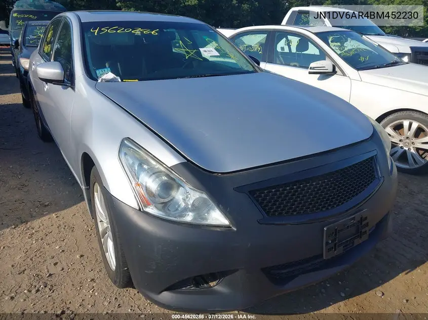 2011 Infiniti G25X VIN: JN1DV6AR4BM452230 Lot: 45620286