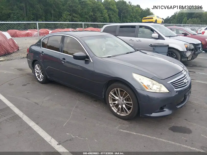 2011 Infiniti G37 Journey VIN: JN1CV6AP1BM301386 Lot: 45620683