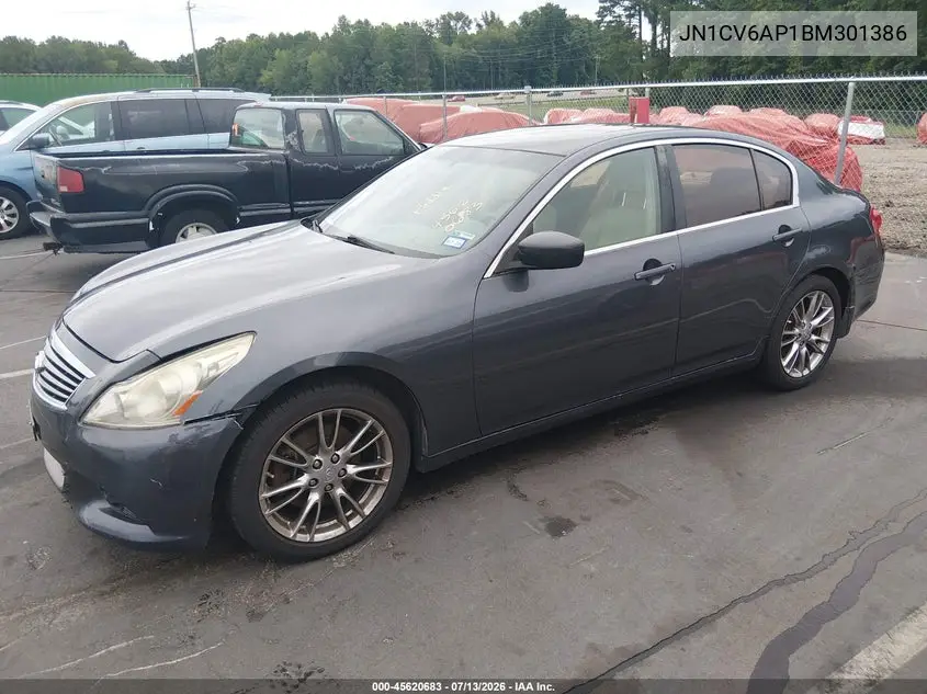 2011 Infiniti G37 Journey VIN: JN1CV6AP1BM301386 Lot: 45620683