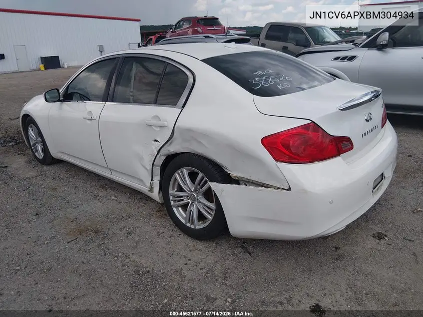 2011 Infiniti G37 Journey VIN: JN1CV6APXBM304934 Lot: 45621577