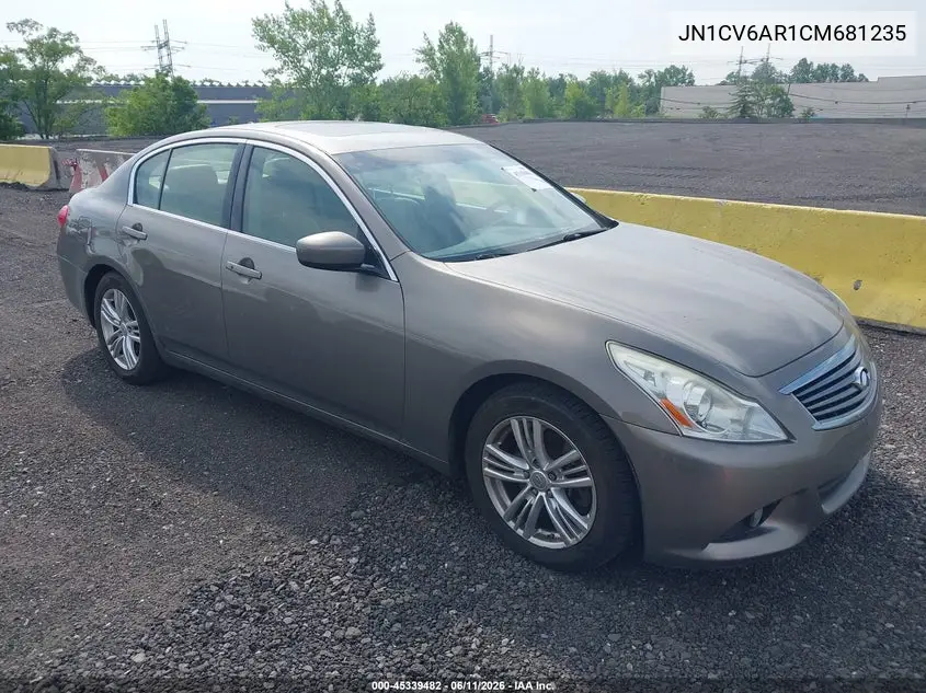 2012 Infiniti G37X VIN: JN1CV6AR1CM681235 Lot: 45339482