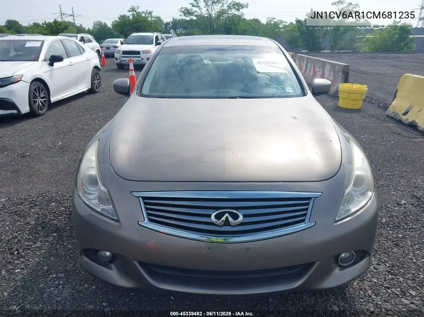 2012 Infiniti G37X VIN: JN1CV6AR1CM681235 Lot: 45339482