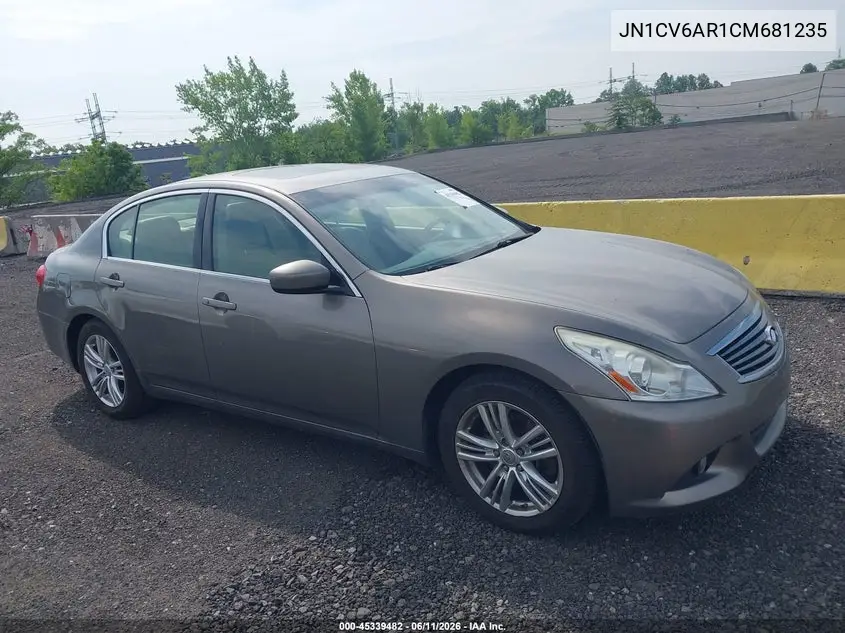 2012 Infiniti G37X VIN: JN1CV6AR1CM681235 Lot: 45339482