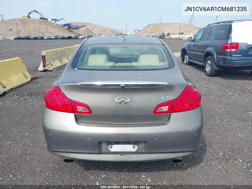 2012 Infiniti G37X VIN: JN1CV6AR1CM681235 Lot: 45339482