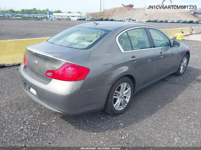 2012 Infiniti G37X VIN: JN1CV6AR1CM681235 Lot: 45339482