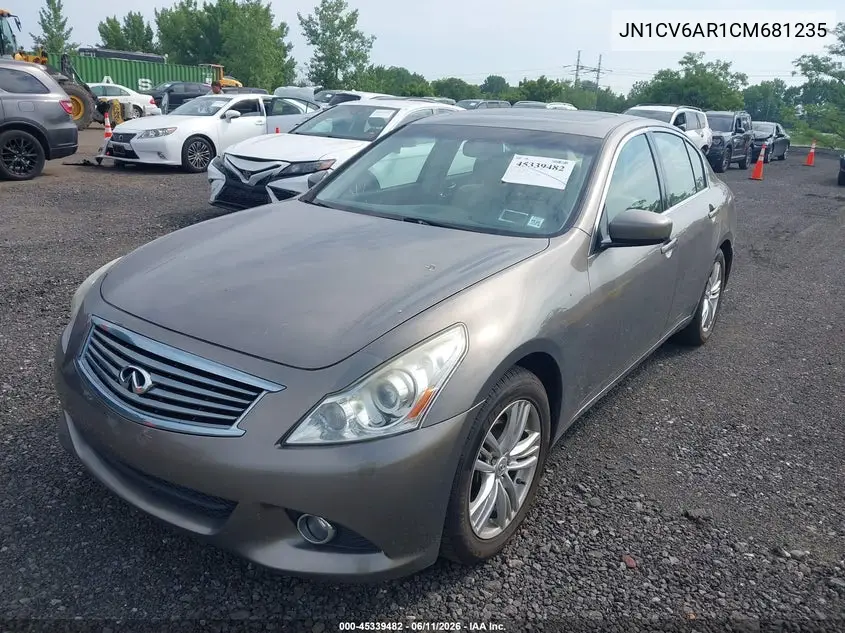 2012 Infiniti G37X VIN: JN1CV6AR1CM681235 Lot: 45339482