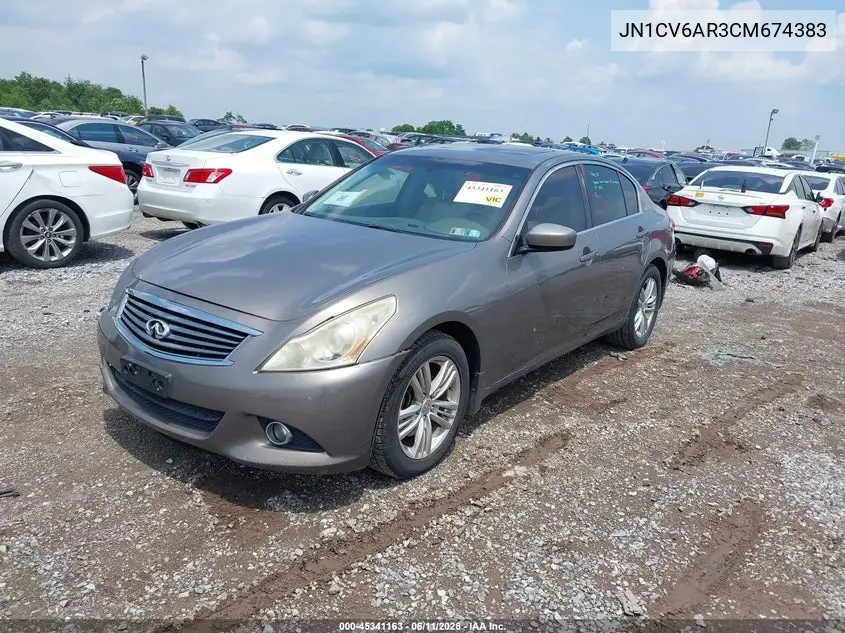 2012 Infiniti G37X VIN: JN1CV6AR3CM674383 Lot: 45341163