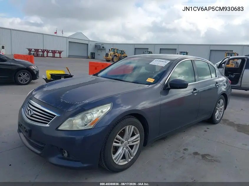 2012 Infiniti G37 Journey VIN: JN1CV6AP5CM930683 Lot: 45380836