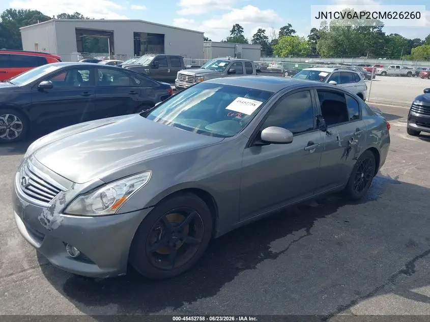 2012 Infiniti G37 Journey VIN: JN1CV6AP2CM626260 Lot: 45452758
