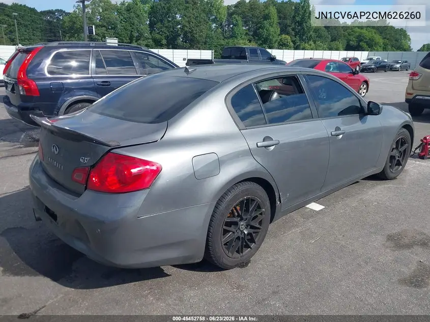 2012 Infiniti G37 Journey VIN: JN1CV6AP2CM626260 Lot: 45452758