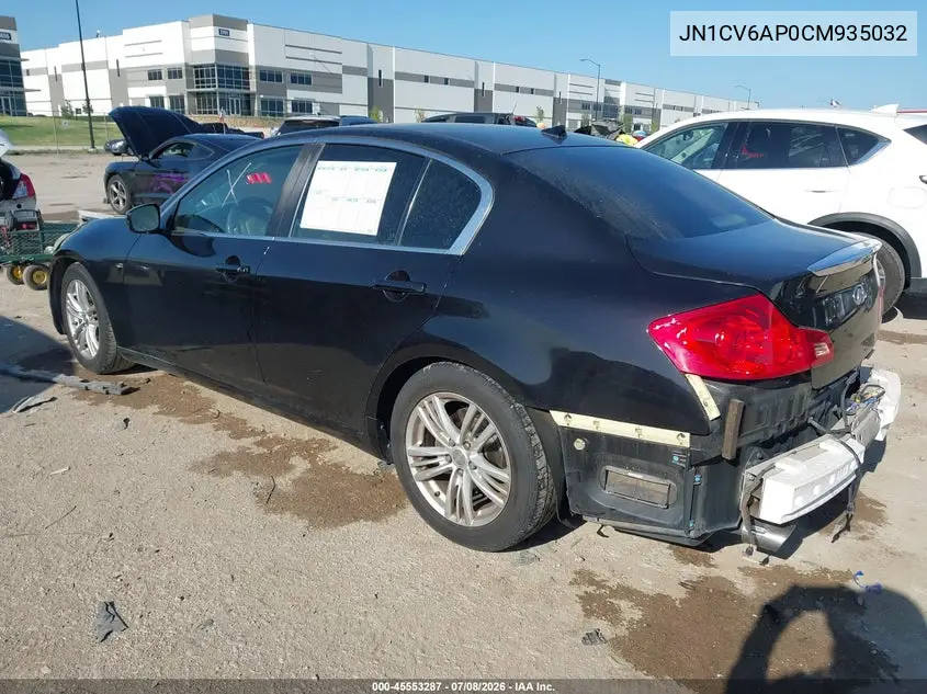 2012 Infiniti G37 Journey VIN: JN1CV6AP0CM935032 Lot: 45553287