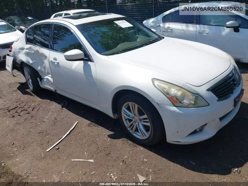 2012 Infiniti G25X VIN: JN1DV6AR2CM860520 Lot: 45579932
