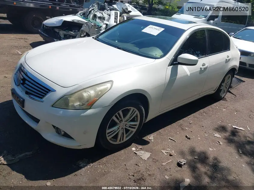 2012 Infiniti G25X VIN: JN1DV6AR2CM860520 Lot: 45579932