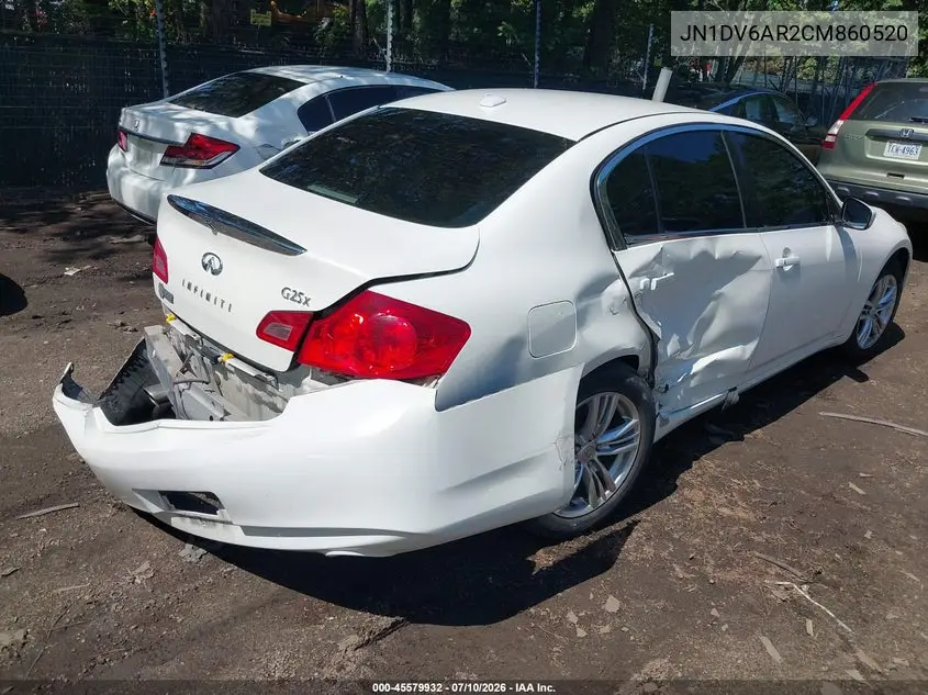2012 Infiniti G25X VIN: JN1DV6AR2CM860520 Lot: 45579932