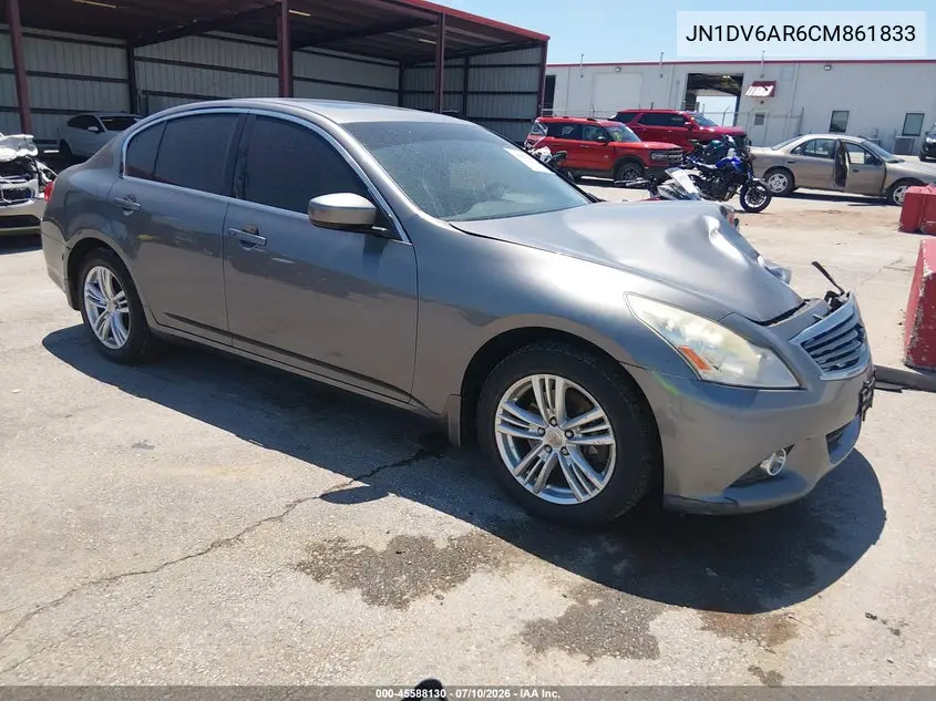 2012 Infiniti G25X VIN: JN1DV6AR6CM861833 Lot: 45588130