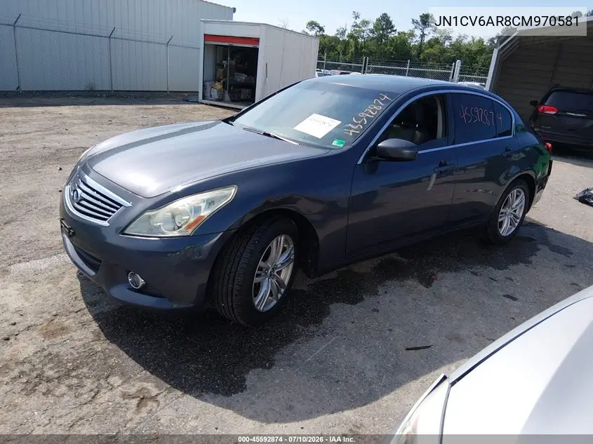 2012 Infiniti G37X VIN: JN1CV6AR8CM970581 Lot: 45592874