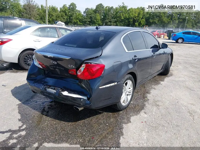 2012 Infiniti G37X VIN: JN1CV6AR8CM970581 Lot: 45592874