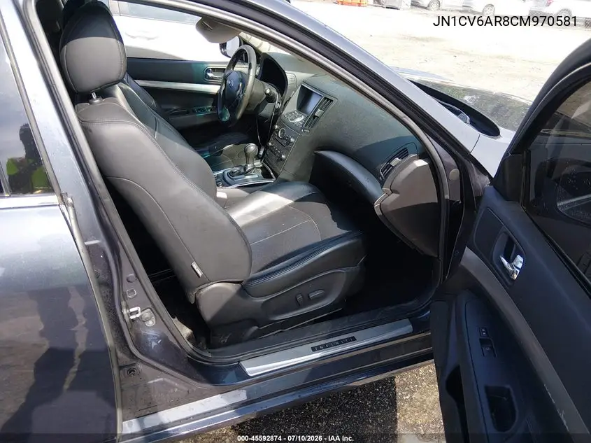 2012 Infiniti G37X VIN: JN1CV6AR8CM970581 Lot: 45592874