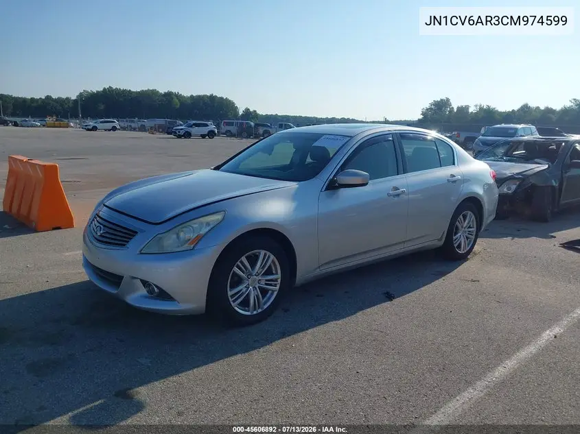 2012 Infiniti G37X VIN: JN1CV6AR3CM974599 Lot: 45606892