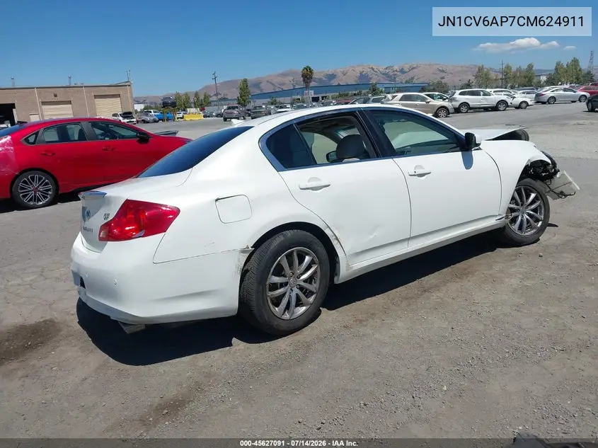 2012 Infiniti G37 Journey VIN: JN1CV6AP7CM624911 Lot: 45627091