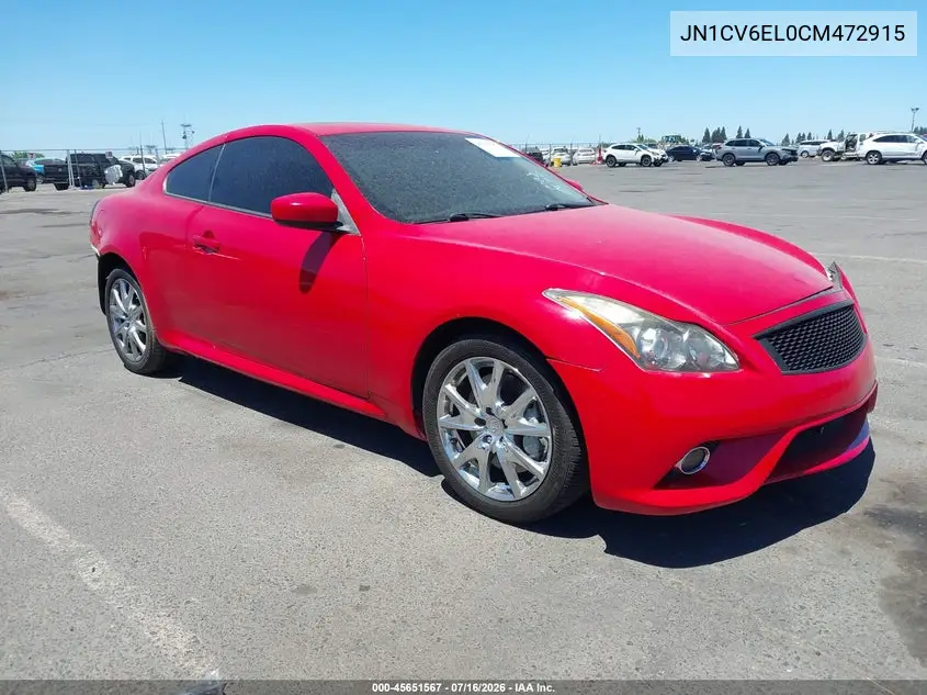 2012 Infiniti G37X VIN: JN1CV6EL0CM472915 Lot: 45651567