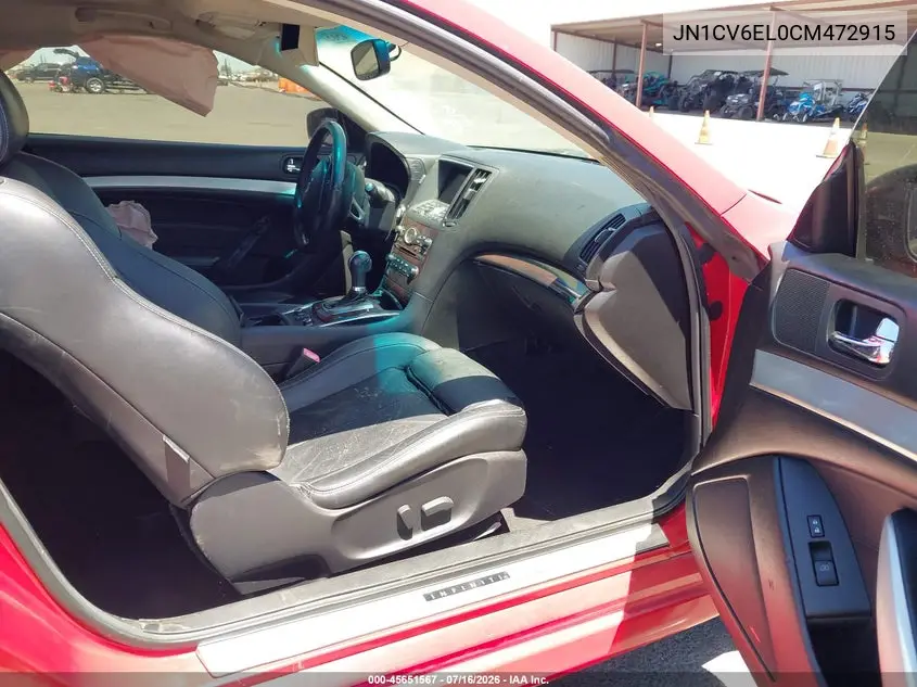 2012 Infiniti G37X VIN: JN1CV6EL0CM472915 Lot: 45651567