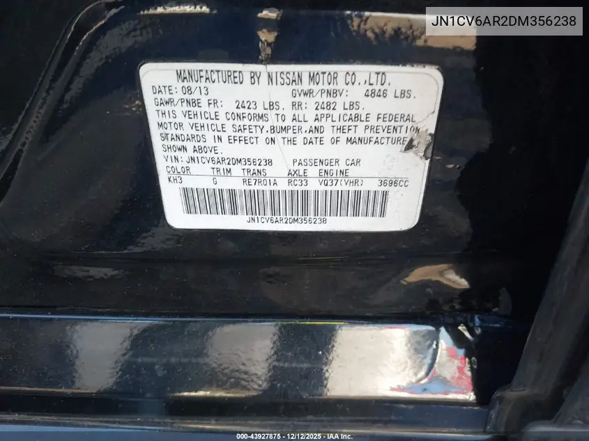 JN1CV6AR2DM356238 2013 Infiniti G37X