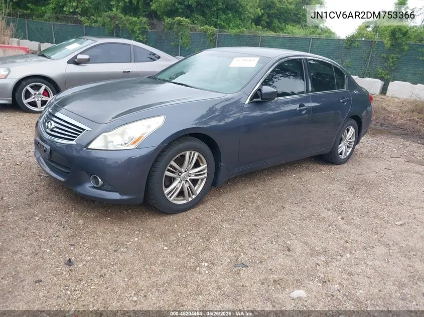 2013 Infiniti G37X VIN: JN1CV6AR2DM753366 Lot: 45204464