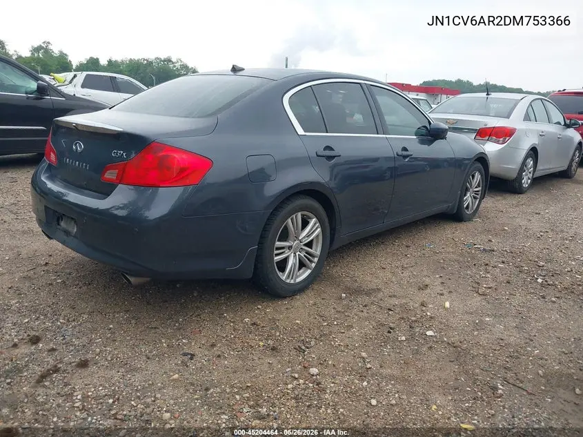 2013 Infiniti G37X VIN: JN1CV6AR2DM753366 Lot: 45204464